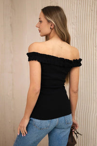 Blouse with frills 9096 / – Black цвет / color | Lexline Fashion