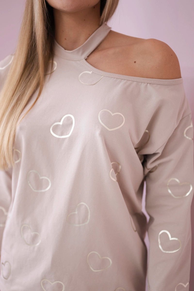 Blouse with print 9238 / – Beige цвет / color | Lexline Fashion