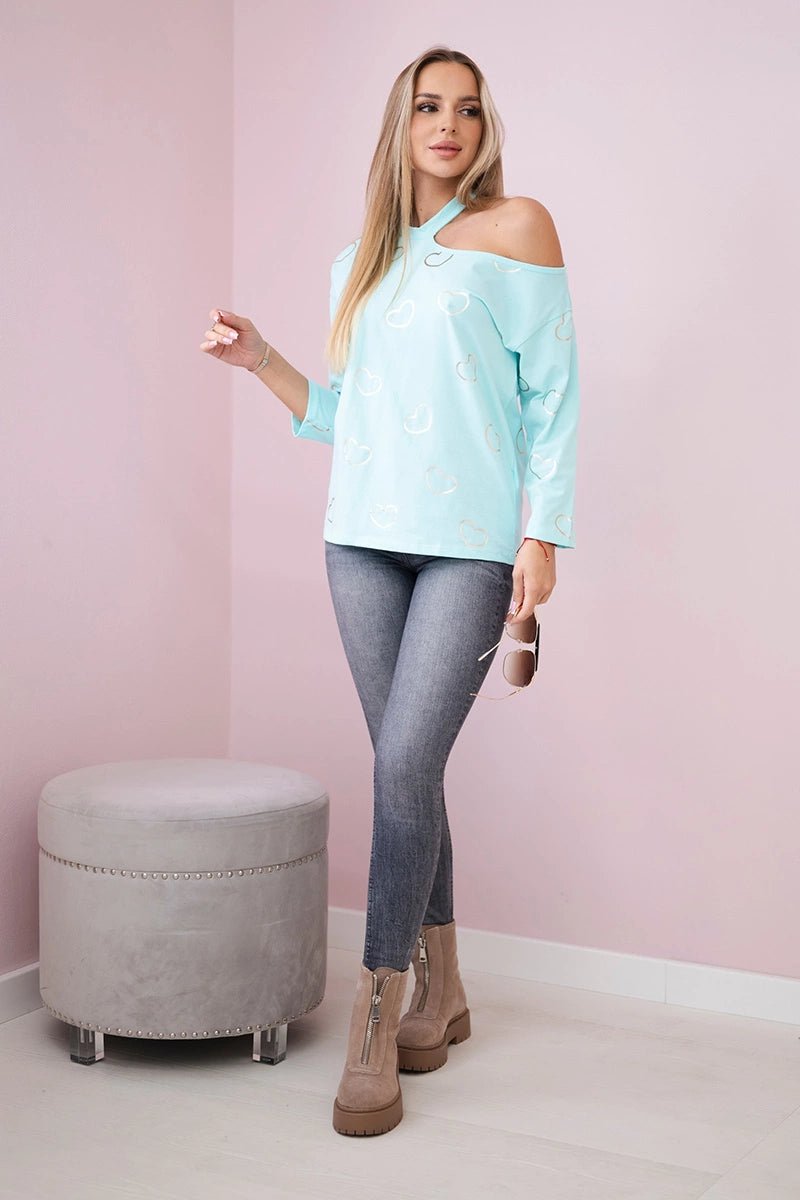 Blouse with print 9238 / – Mint цвет / color | Lexline Fashion