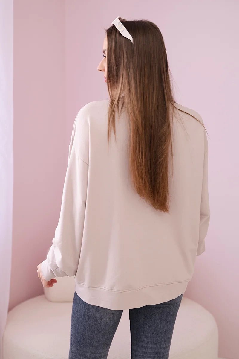 Cotton blouse with bow 9798 / – Beige цвет / color | Lexline Fashion