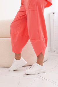 Cotton set blouse + trousers 6727 / – Apricot цвет / color | Lexline Fashion
