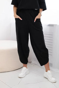 Cotton set blouse + trousers 6727 / – Black цвет / color | Lexline Fashion