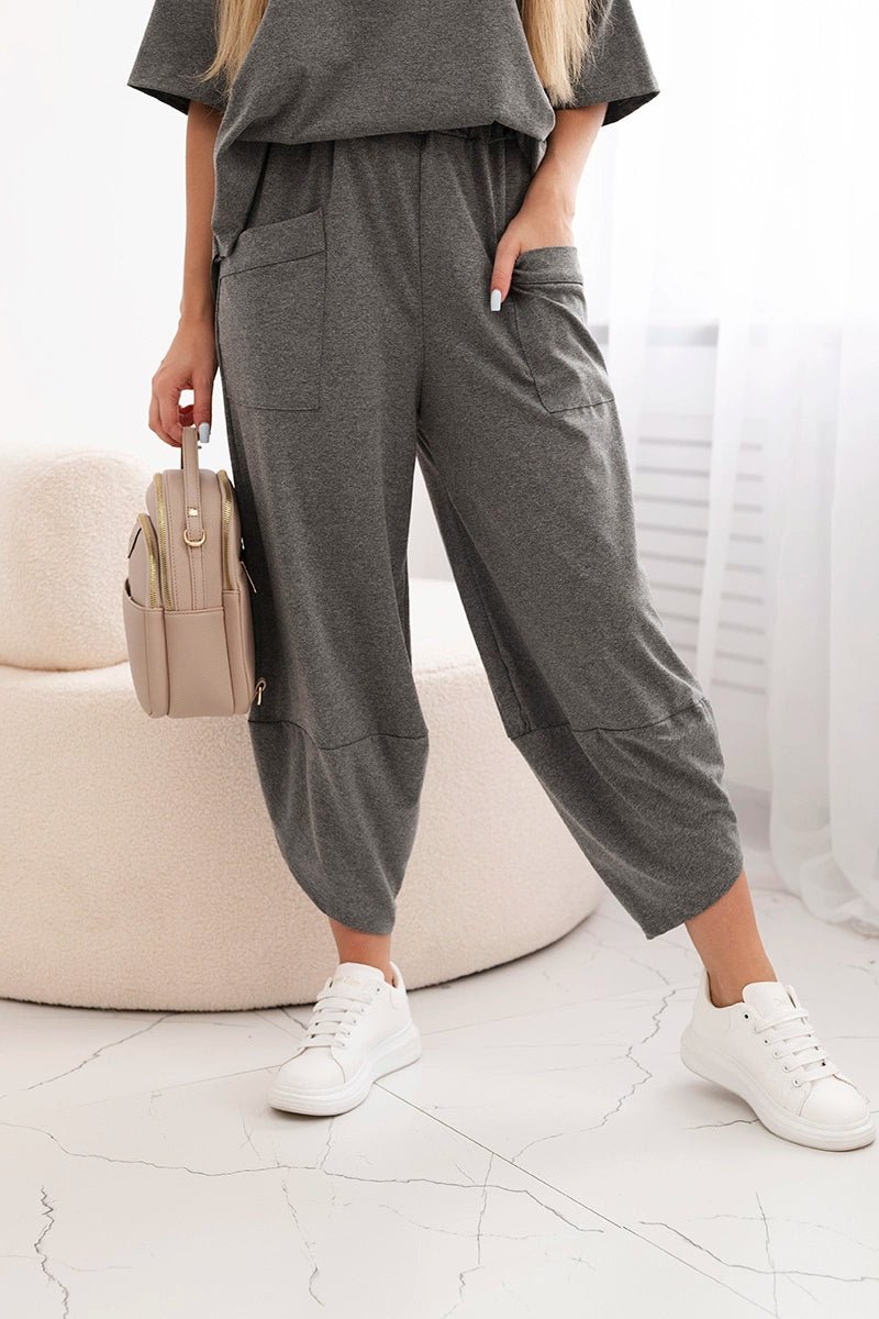 Cotton set blouse + trousers 6727 / – Graphite цвет / color | Lexline Fashion