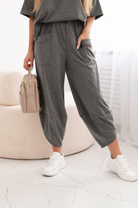 Cotton set blouse + trousers 6727 / – Graphite цвет / color | Lexline Fashion