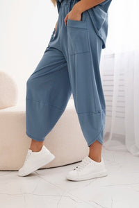 Cotton set blouse + trousers 6727 / – Jeans || Light цвет / color | Lexline Fashion