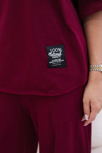 Cotton set blouse + trousers 6727 / – Maroon цвет / color | Lexline Fashion