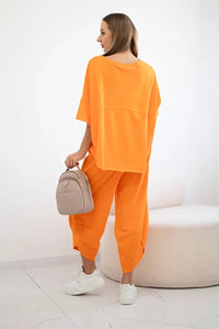 Cotton set blouse + trousers 6727 / – Orange цвет / color | Lexline Fashion