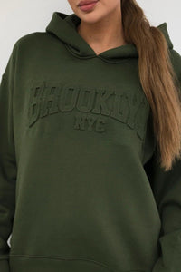 Cotton set, sweatshirt + pants Brooklyn 9617 / – Khaki цвет / color | Lexline Fashion
