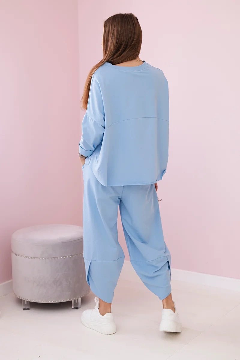 Cotton sweatshirt and pants 6171G / – Blue цвет / color | Lexline Fashion