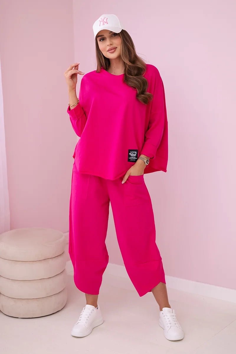 Cotton sweatshirt and pants 6171G / – Fuchsia цвет / color | Lexline Fashion