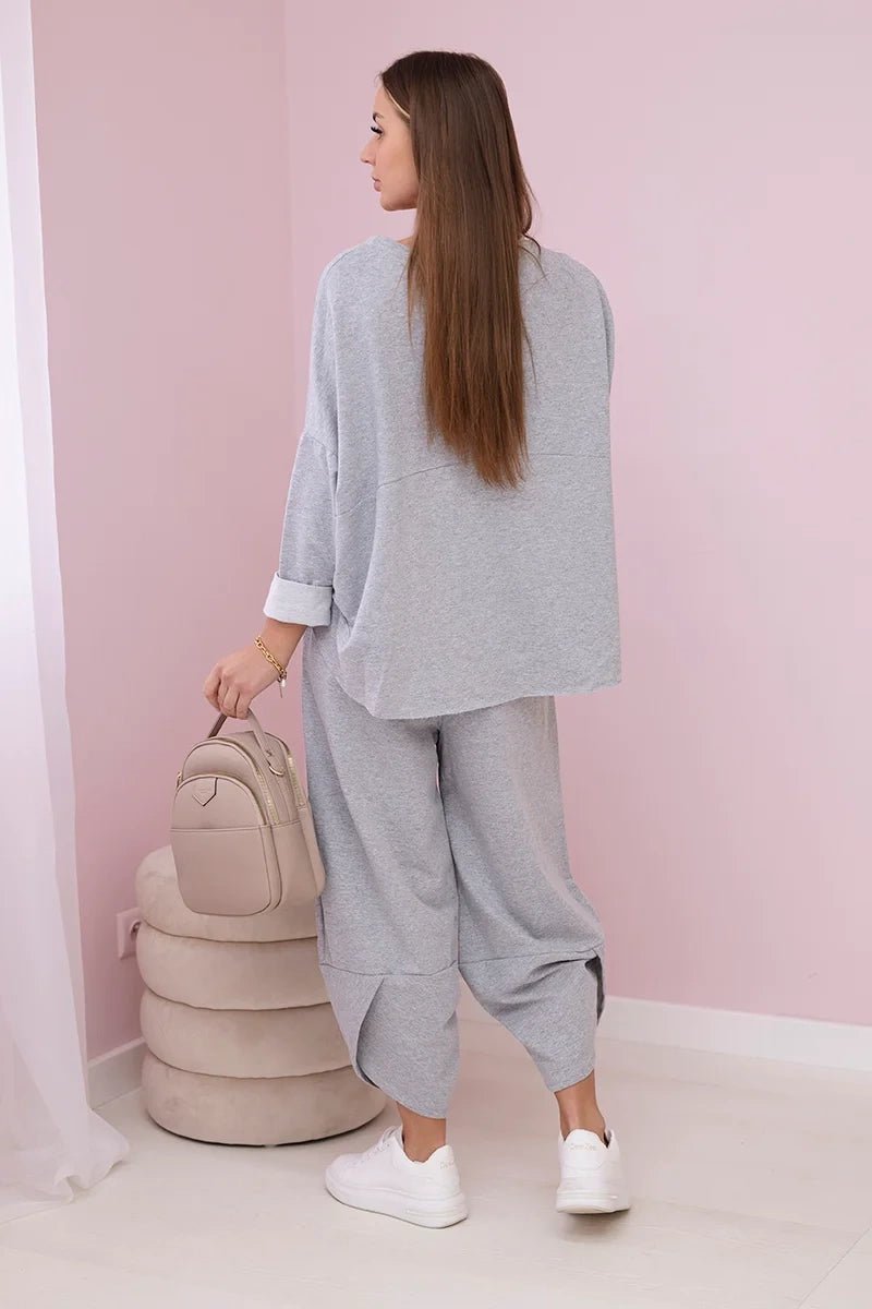 Cotton sweatshirt and pants 6171G / – Gray || Light цвет / color | Lexline Fashion