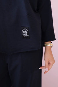 Cotton sweatshirt and pants 6171G / – Navy blue цвет / color | Lexline Fashion