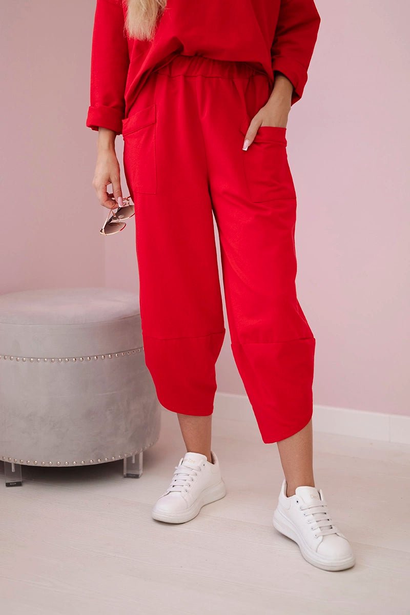 Cotton sweatshirt and pants 6171G / – Red цвет / color | Lexline Fashion
