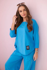 Cotton sweatshirt and pants 6171G / – Turquoise цвет / color | Lexline Fashion