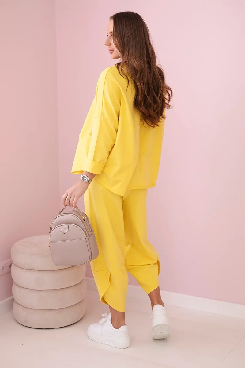Cotton sweatshirt and pants 6171G / – Yellow цвет / color | Lexline Fashion