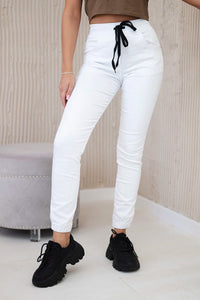 Denim trousers with a drawstring 5569 / – White цвет / color | Lexline Fashion