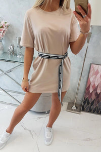 Dress with a decorative belt 9258 / – Beige цвет / color | Lexline Fashion