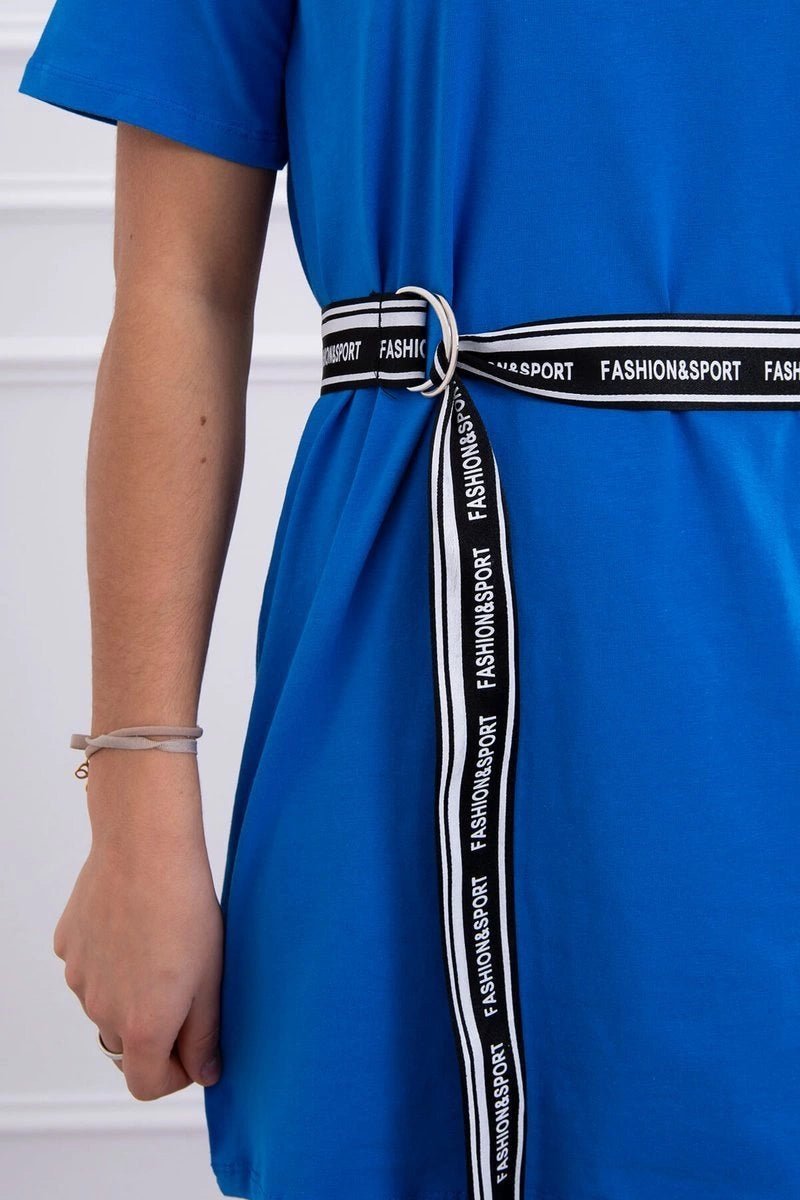 Dress with a decorative belt 9258 / – Blue cornflower цвет / color | Lexline Fashion