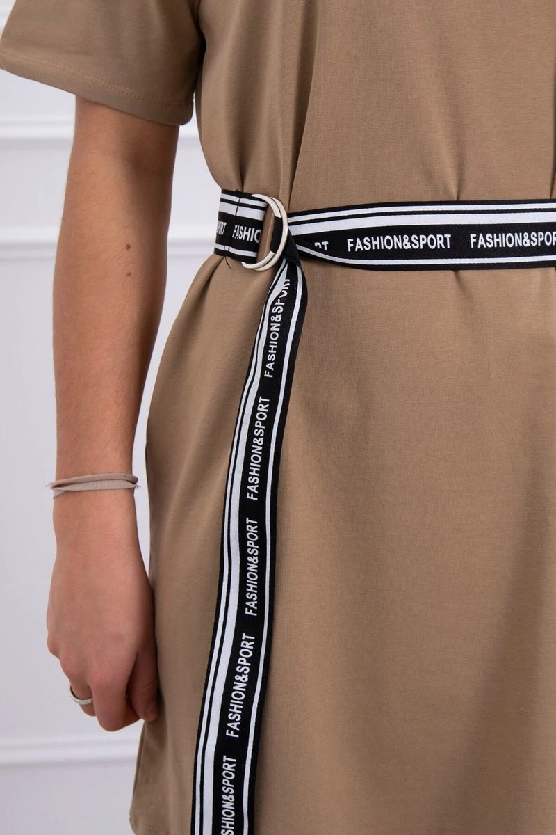 Dress with a decorative belt 9258 / – Camel цвет / color | Lexline Fashion