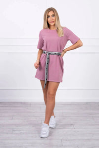 Dress with a decorative belt 9258 / – Pink || Dark цвет / color | Lexline Fashion