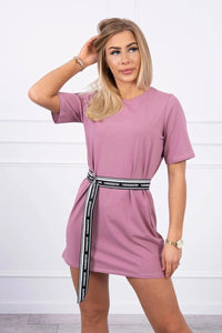 Dress with a decorative belt 9258 / – Pink || Dark цвет / color | Lexline Fashion