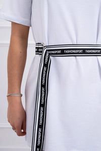 Dress with a decorative belt 9258 / – White цвет / color | Lexline Fashion