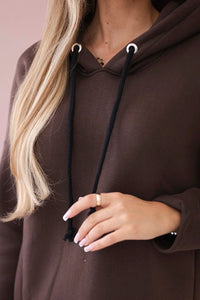 Dress with a hood and a slit on the side 9168 / – Brown цвет / color | Lexline Fashion