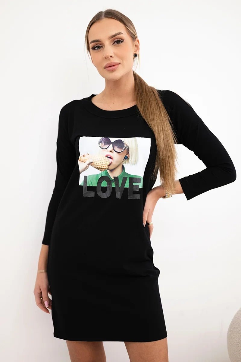 Dress with a print 66857 / – Black цвет / color | Lexline Fashion