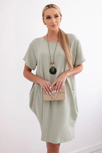 Dress with pockets and pendant IT - 34 / – Green || Light цвет / color | Lexline Fashion