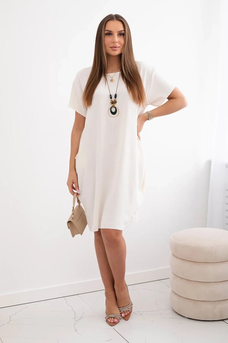 Dress with pockets and pendant IT - 34 / – Light || Beige цвет / color | Lexline Fashion