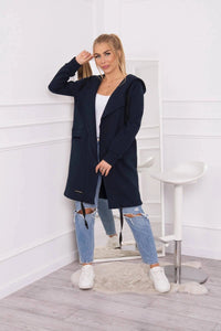 Insulated cardigan with a hood 69413 / – Navy blue цвет / color | Lexline Fashion