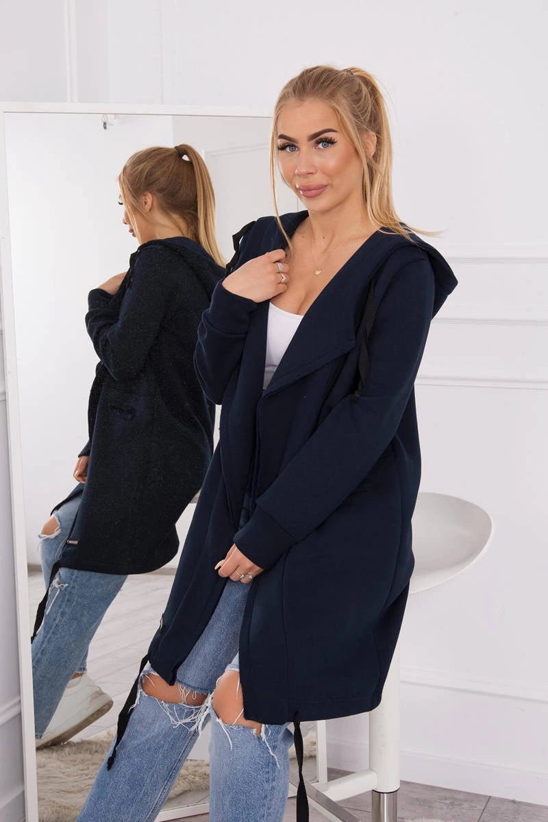 Insulated cardigan with a hood 69413 / – Navy blue цвет / color | Lexline Fashion