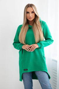 Insulated hoodie with longer back 9309 / – Green || Light цвет / color | Lexline Fashion