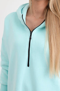 Insulated long hoodie with slits on the sides 9301 / – Mint цвет / color | Lexline Fashion
