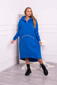 Insulated long sweatshirt with hood 9386 / – Blue cornflower цвет / color | Lexline Fashion