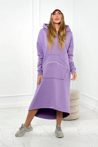 Insulated long sweatshirt with hood 9386 / – Purple цвет / color | Lexline Fashion