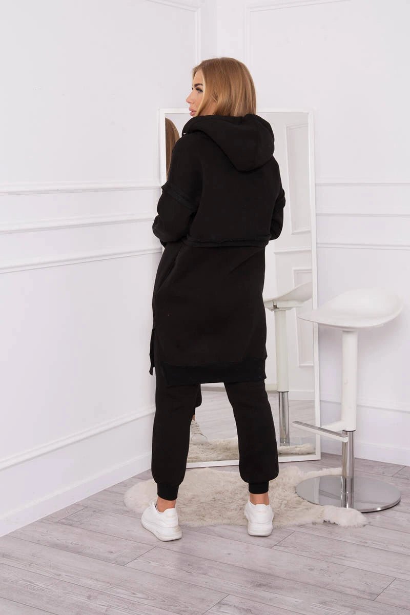 Insulated set with a long hoodie 69403 / – Black цвет / color | Lexline Fashion