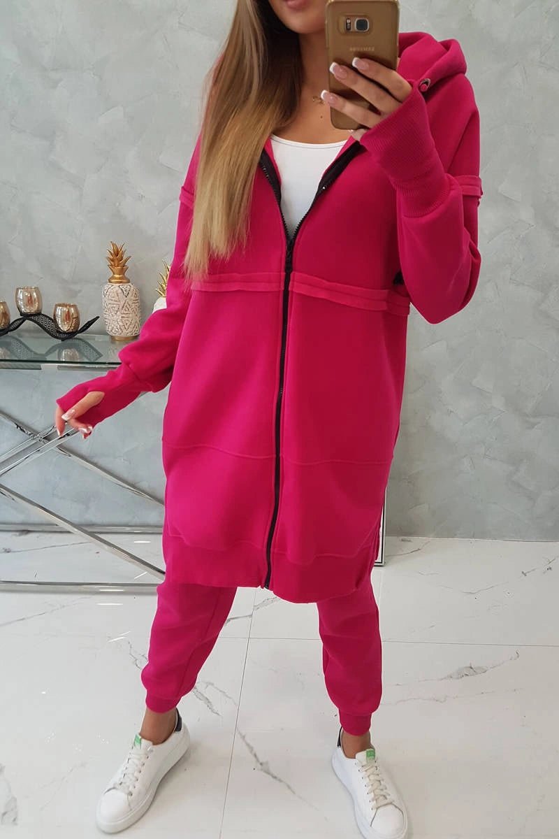 Insulated set with a long hoodie 69403 / – Fuchsia цвет / color | Lexline Fashion