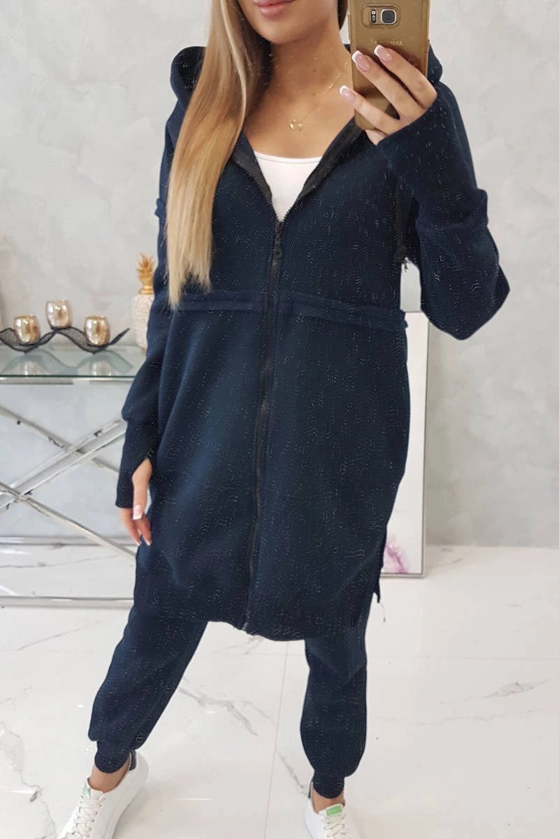 Insulated set with a long hoodie 69403 / – Navy blue цвет / color | Lexline Fashion