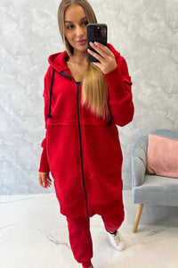 Insulated set with a long hoodie 69403 / – Red цвет / color | Lexline Fashion