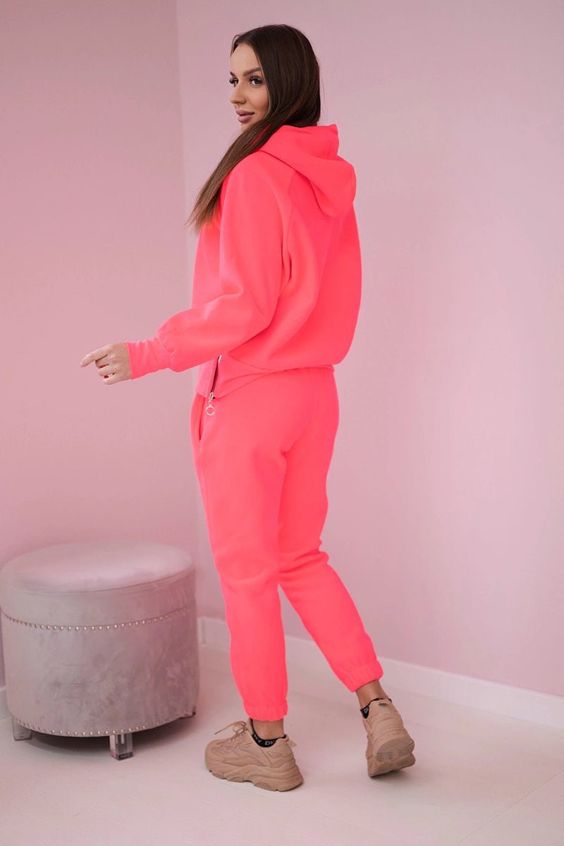 Insulated set with turtleneck and hood 9373 / – Neon pink цвет / color | Lexline Fashion