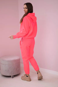 Insulated set with turtleneck and hood 9373 / – Neon pink цвет / color | Lexline Fashion