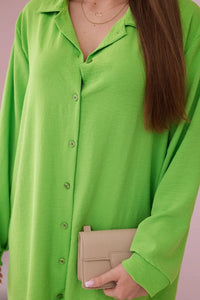 Long shirt with viscose 59100 - 25 / – Green || Light цвет / color | Lexline Fashion