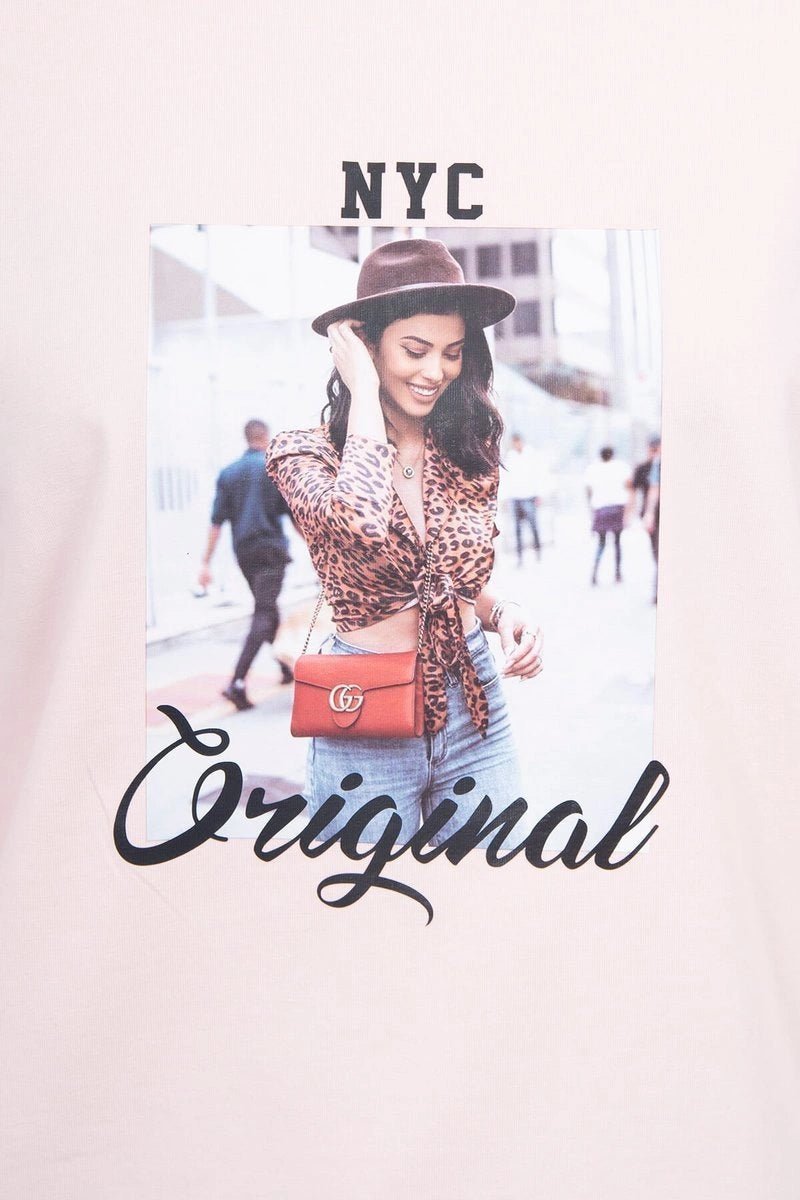 Long sleeve T-Shirt with a print 66786 / – Powder цвет / color | Lexline Fashion