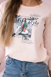 Long sleeve T-Shirt with a print66850 / – Powder цвет / color | Lexline Fashion