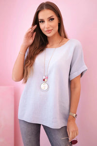 Muslin blouse with necklace IT - 68 / – Gray цвет / color | Lexline Fashion