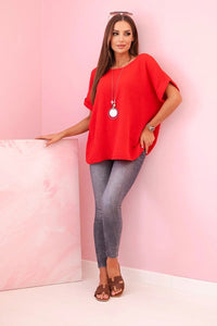 Muslin blouse with necklace IT - 68 / – Red цвет / color | Lexline Fashion