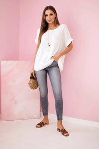 Muslin blouse with necklace IT - 68 / – White цвет / color | Lexline Fashion