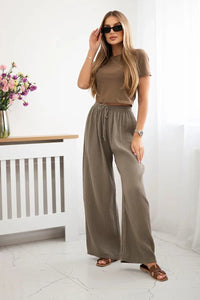 Muslin pants 3204 / – Fango цвет / color | Lexline Fashion