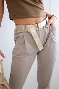 Punto trousers with belt 6773 - 1 / – Fango цвет / color | Lexline Fashion